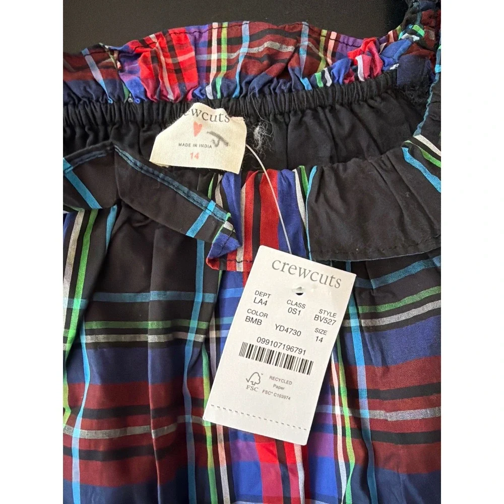 Crewcuts Plaid Smocked Waist Dress Girls‎ Size 14 Red Blue Green Black